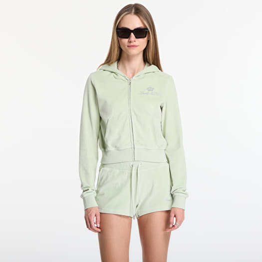 Sweatshirt Sporty & Rich Juicy Script Velour Zip Hoodie Sage
