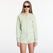 Sporty & Rich Juicy Script Velour Zip Hoodie Sage