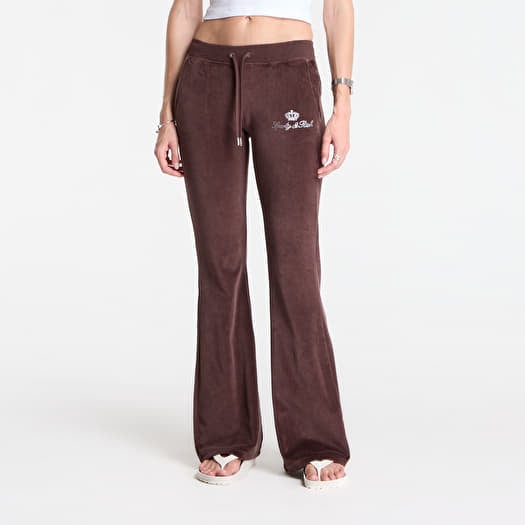 Sporty & Rich Juicy Script Velour Sweatpant Chocolate