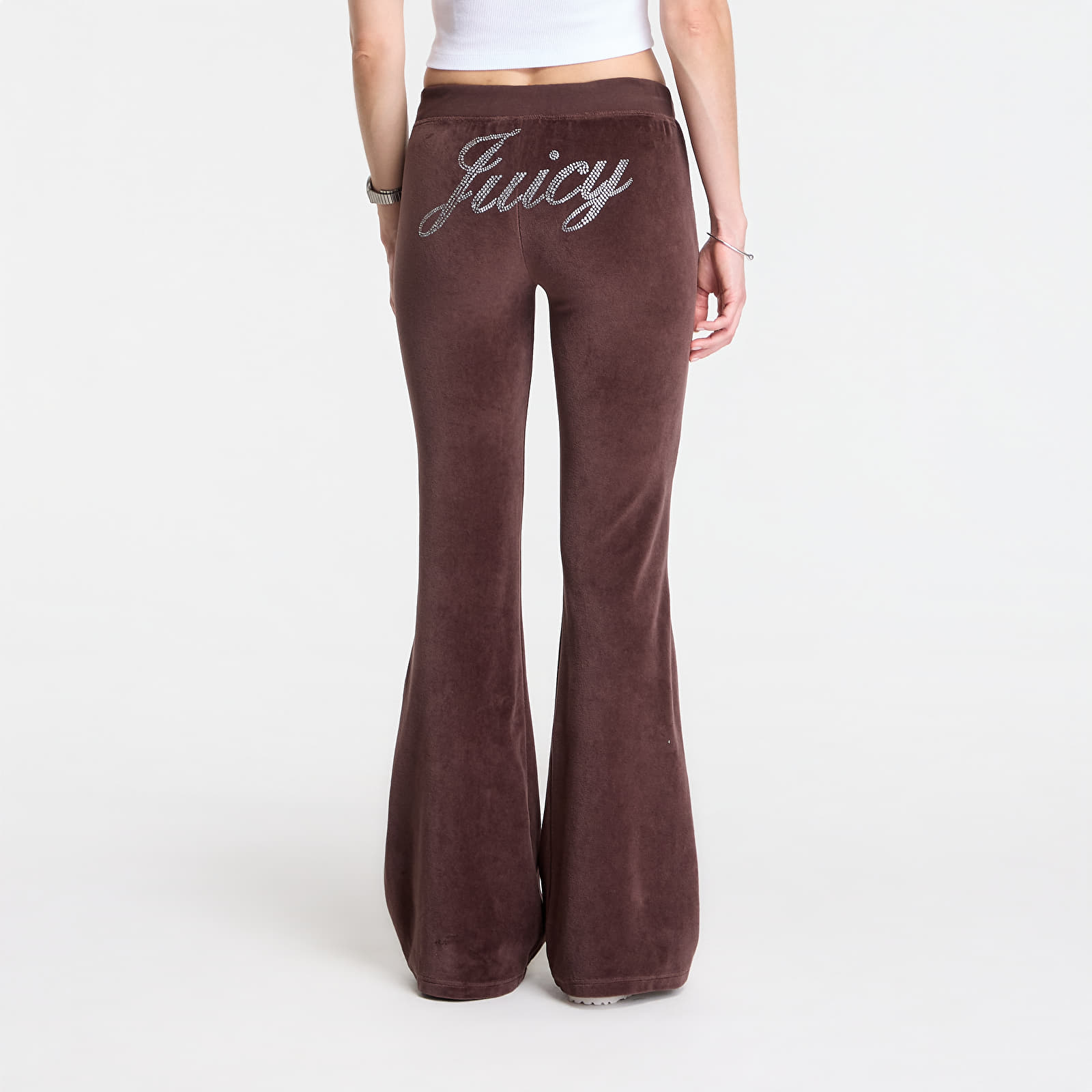 Trenerke Sporty & Rich Juicy Script Velour Sweatpant Chocolate