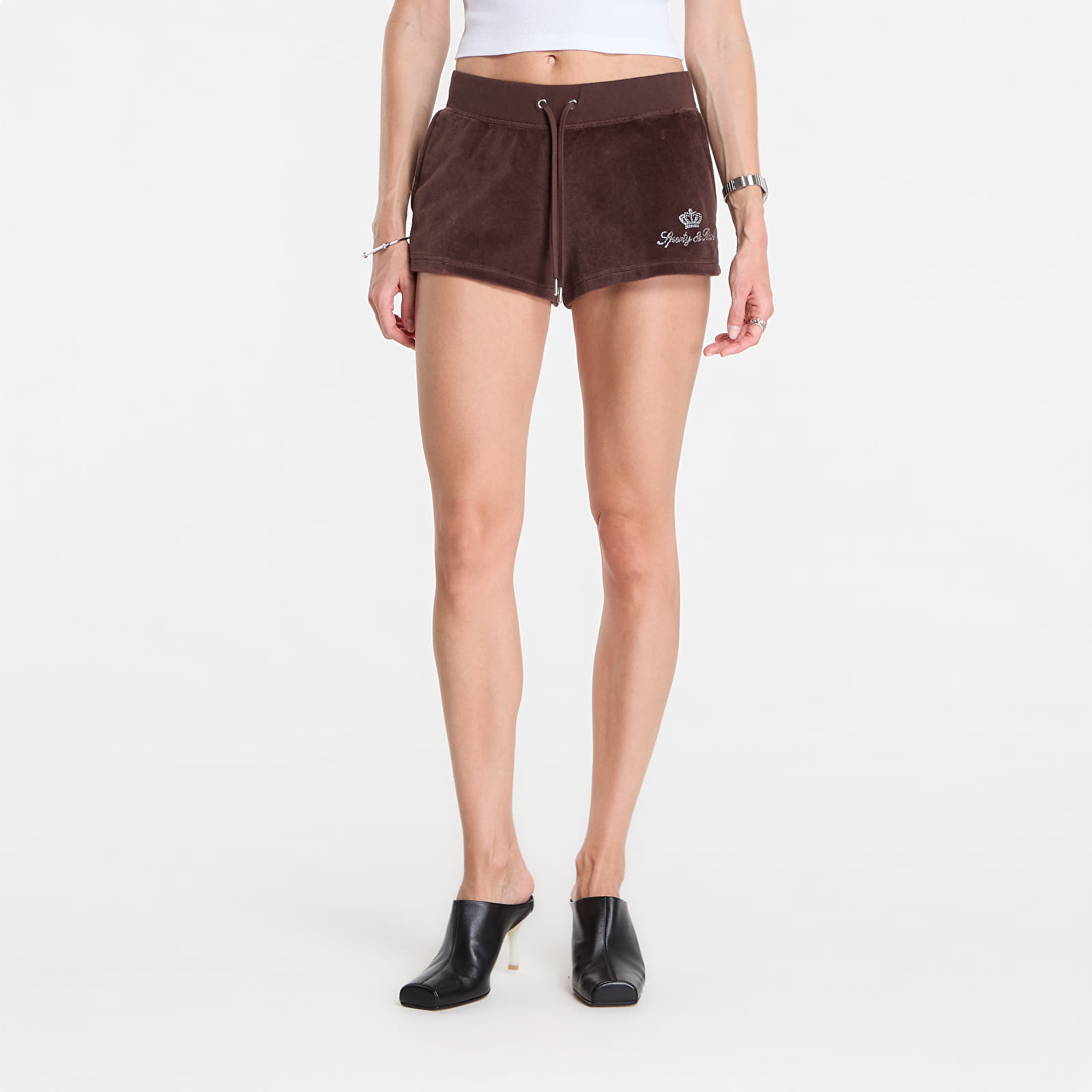 Къси панталони Sporty & Rich Juicy Script Velour Short Chocolate