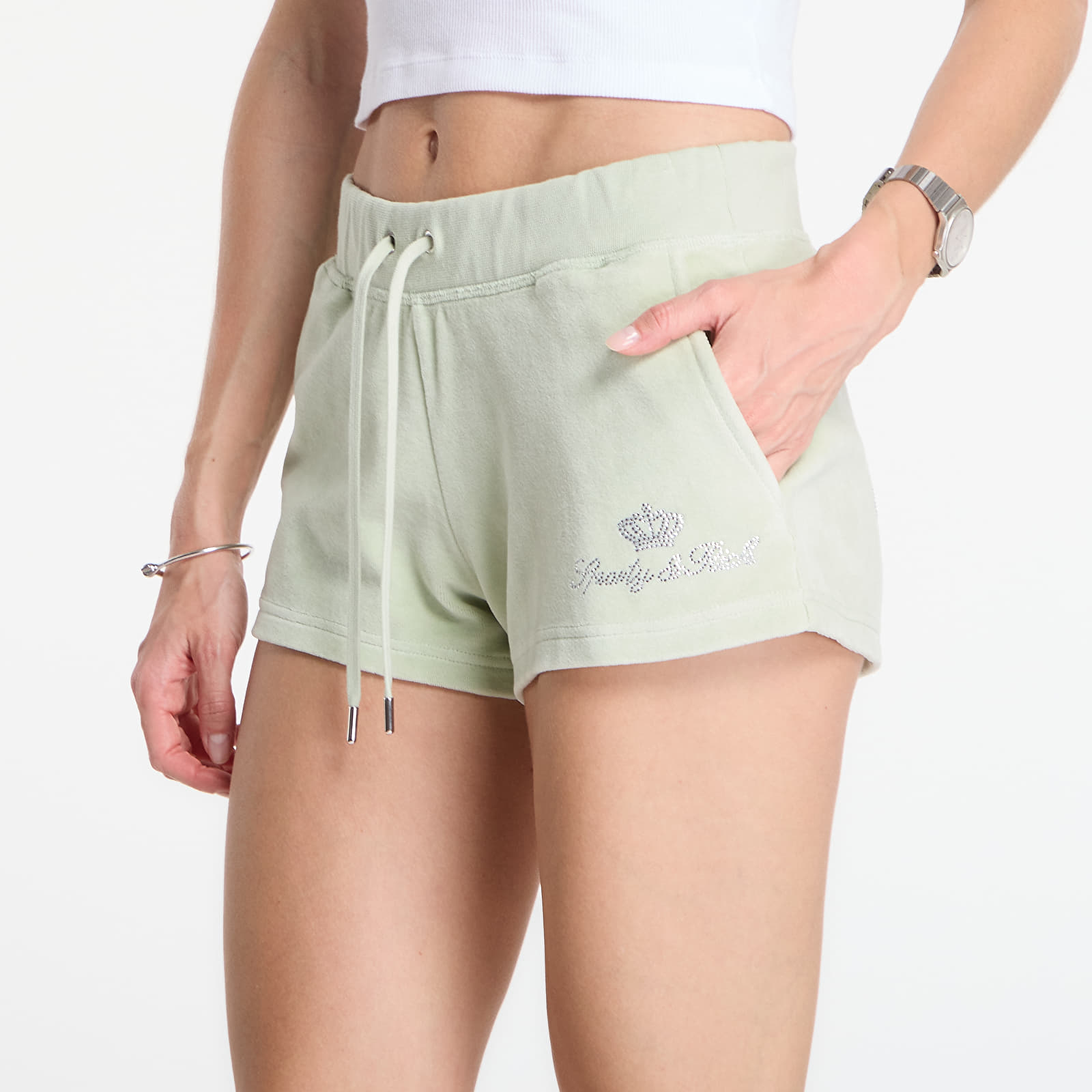 Къси панталони Sporty & Rich Juicy Script Velour Short Sage