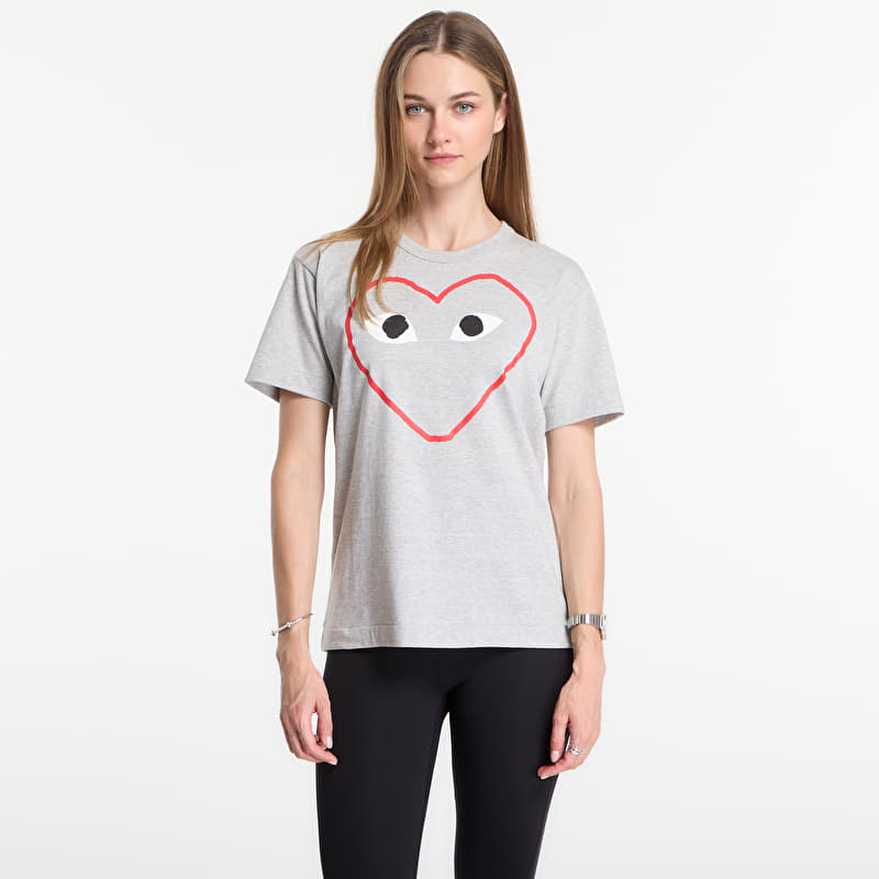 Comme des Garçons PLAY T-Shirt Logo Print Knit UNISEX Top Gray