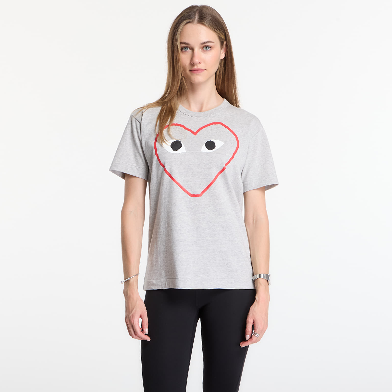 Camisetas Comme des Garçons PLAY T-Shirt Logo Print Knit UNISEX Top Gray
