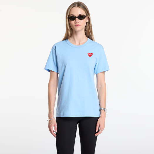 T-skjorte Comme des Garçons PLAY T-Shirt Red Emblem Knit UNISEX Blue