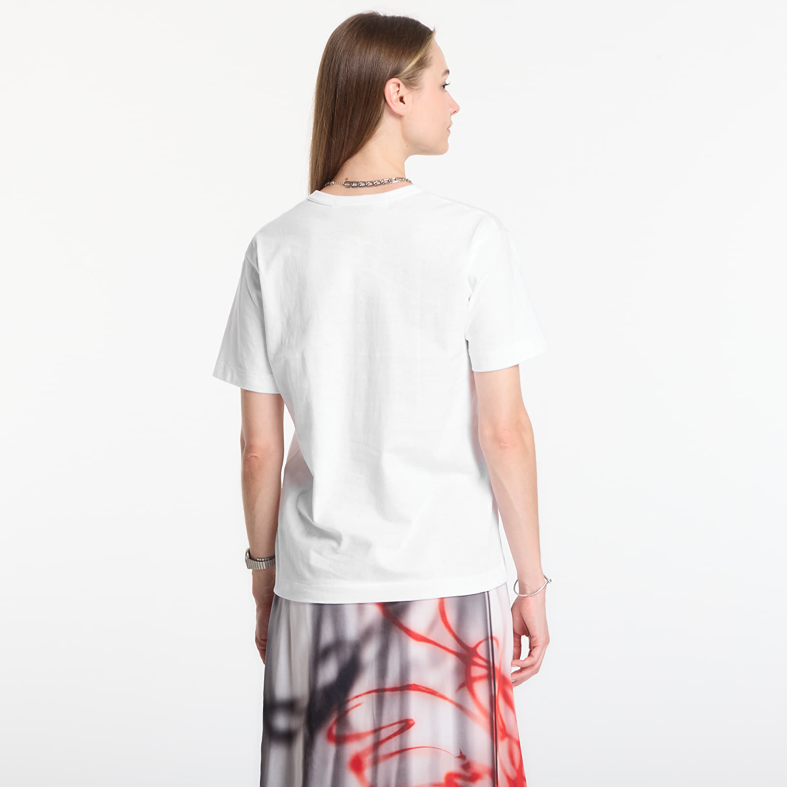 T-Shirts Comme des Garçons PLAY T-Shirt Red Black Green Emblem Knit UNISEX White