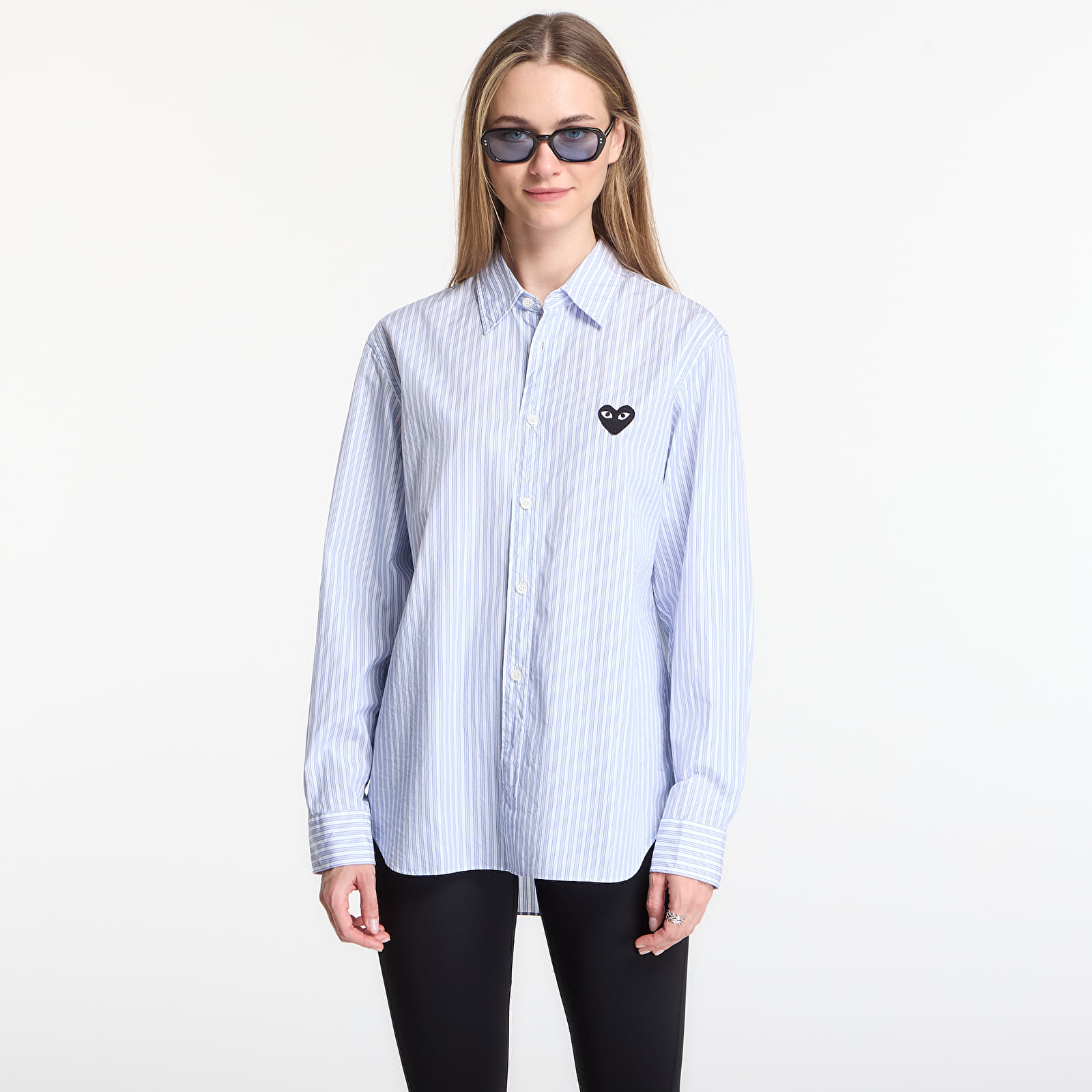 Ризи Comme des Garçons PLAY Shirt Black Emblem Woven UNISEX Blue