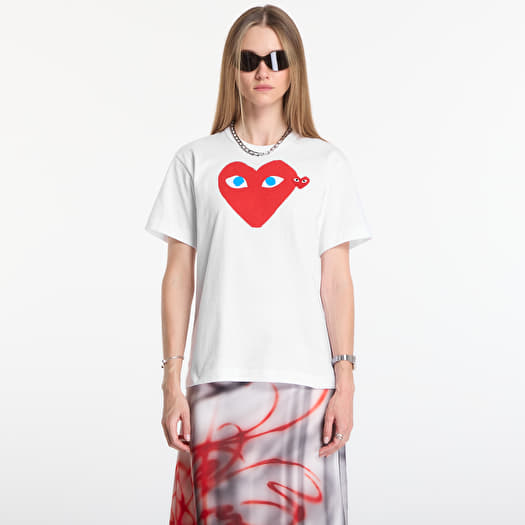 T-shirt Comme des Garçons PLAY T-Shirt Red Emblem Knit UNISEX White