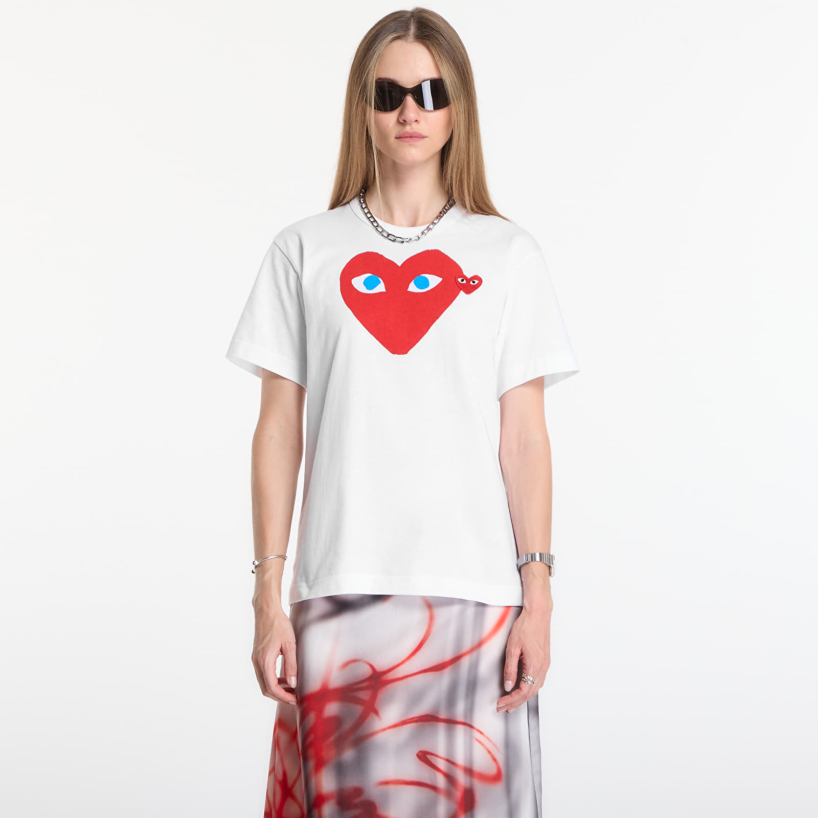 T-shirts Comme des Garçons PLAY T-Shirt Red Emblem Knit UNISEX White