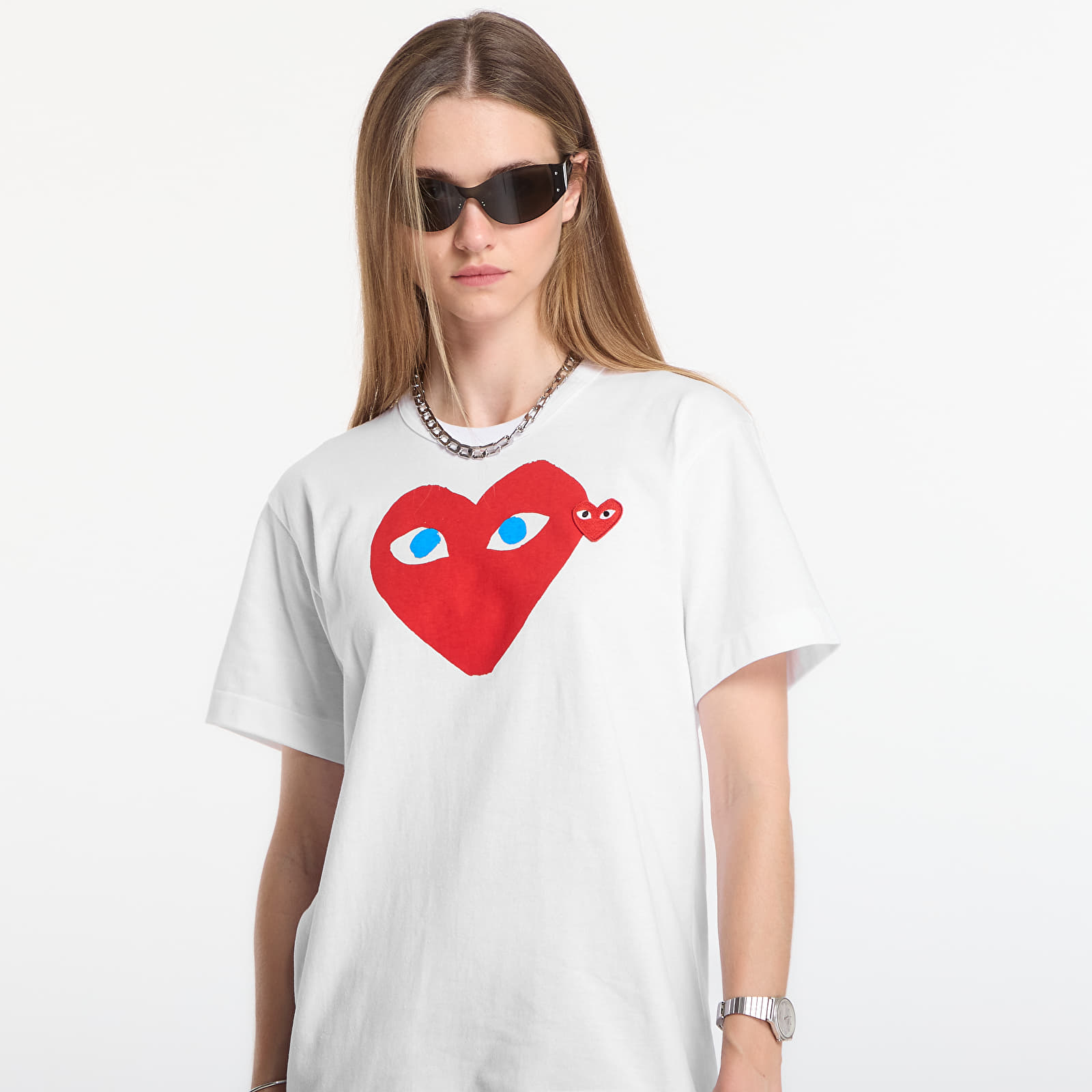 T-shirts Comme des Garçons PLAY T-Shirt Red Emblem Knit UNISEX White