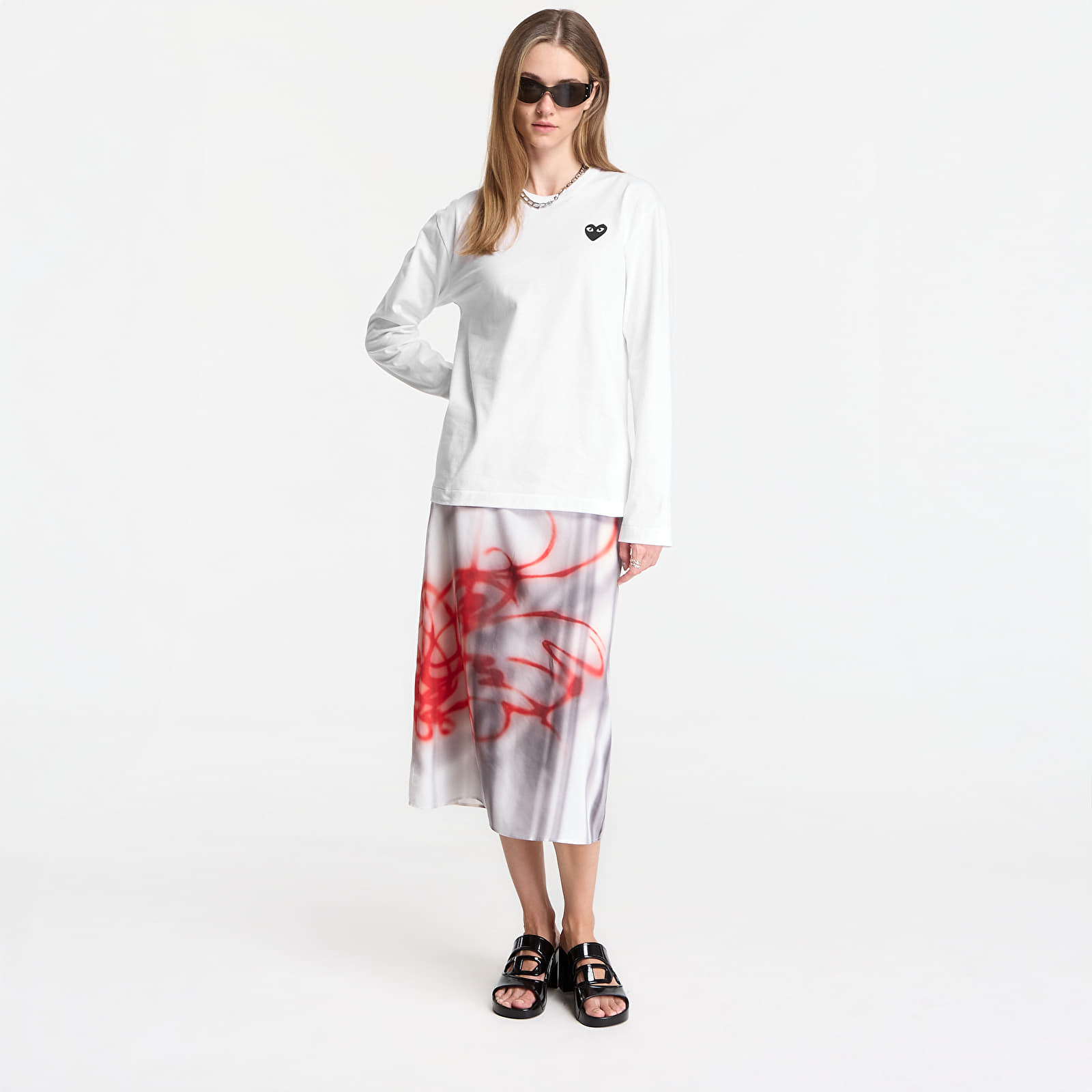 T-shirts Comme des Garçons PLAY T-Shirt Black Emblem Knit UNISEX White