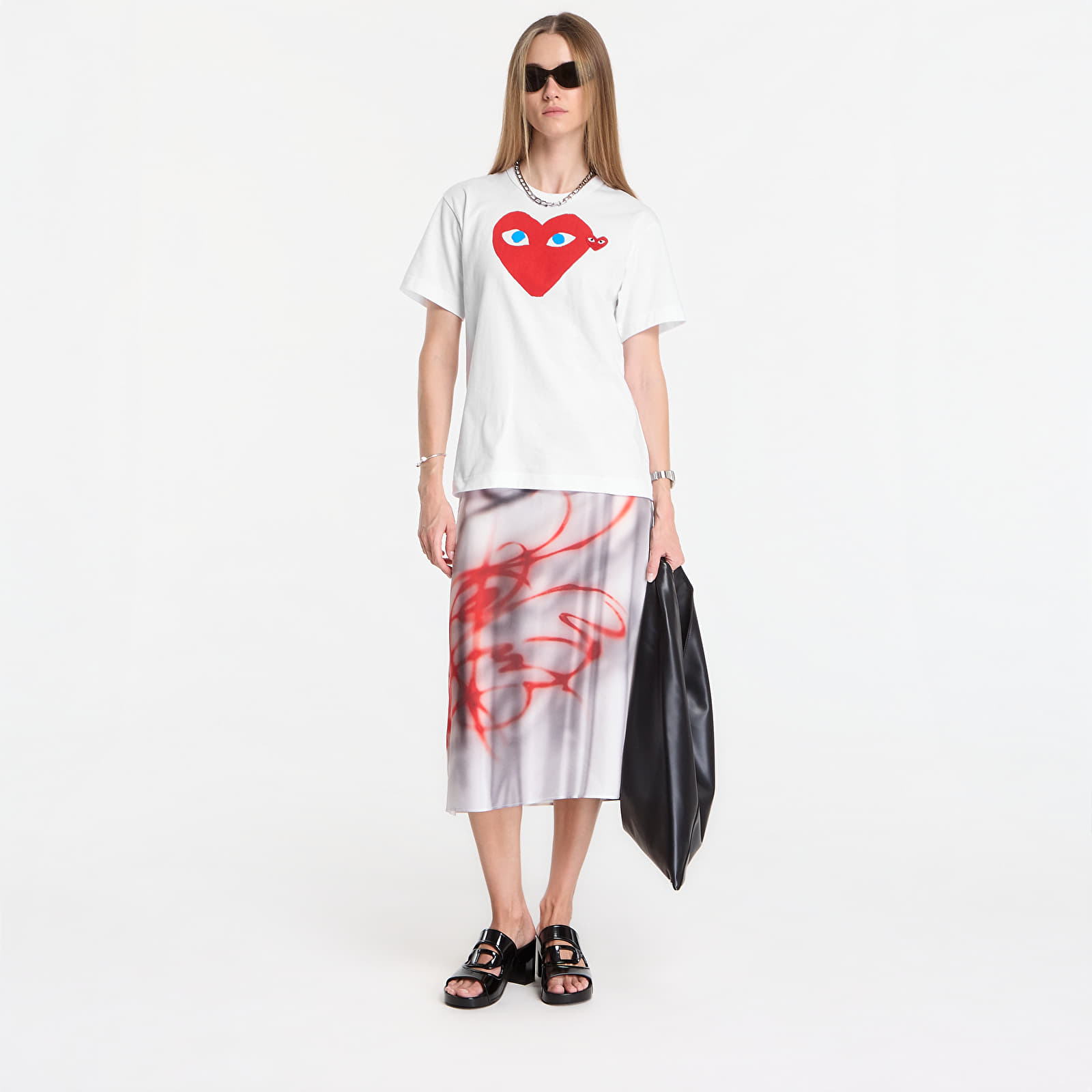 T-shirts Comme des Garçons PLAY T-Shirt Red Emblem Knit UNISEX White