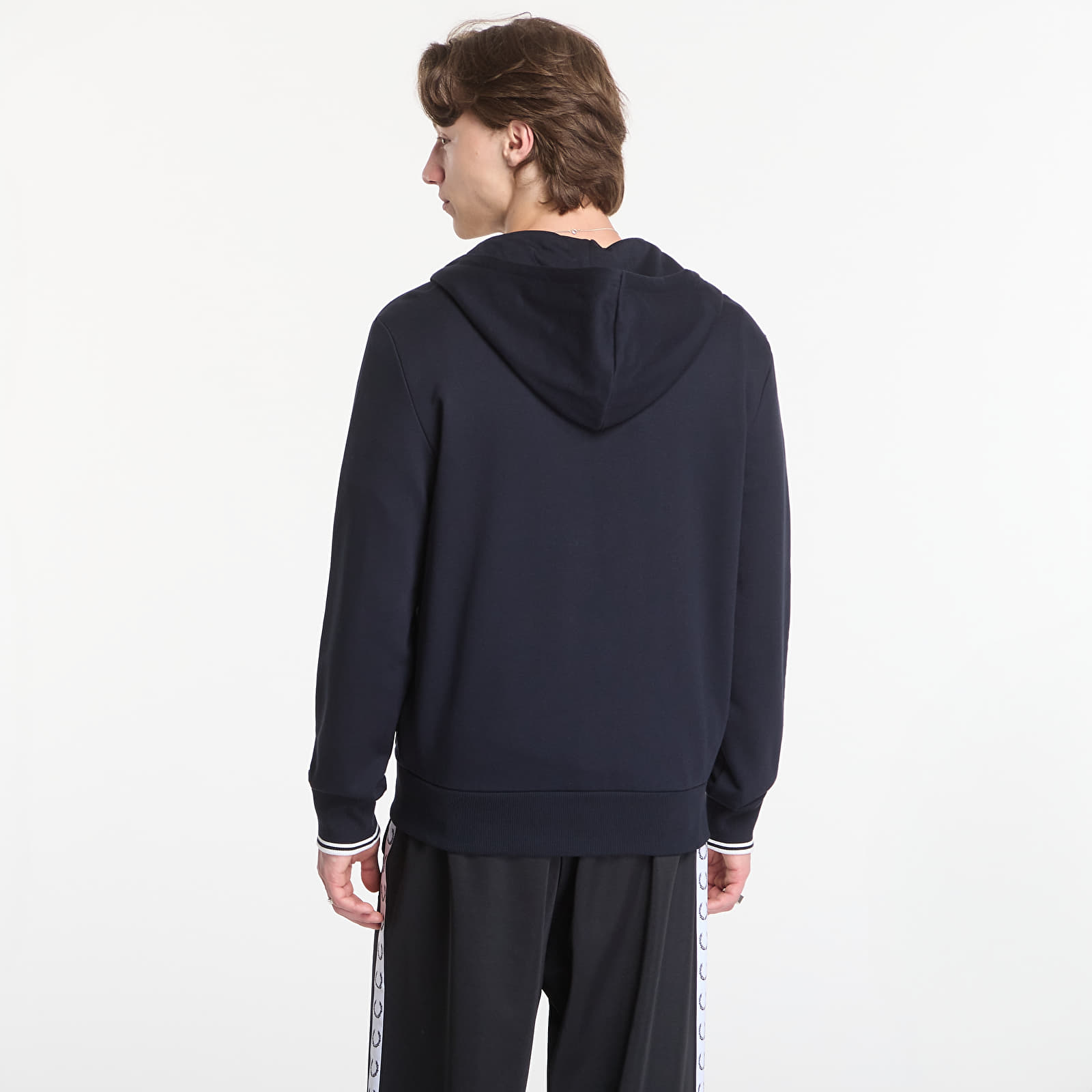 Men's hoodies Fred Perry Hooded Zip Through Sweatshirt Black