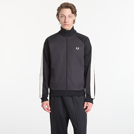 Sweatshirt Fred Perry Contrast Sleeve Track Jacket Black