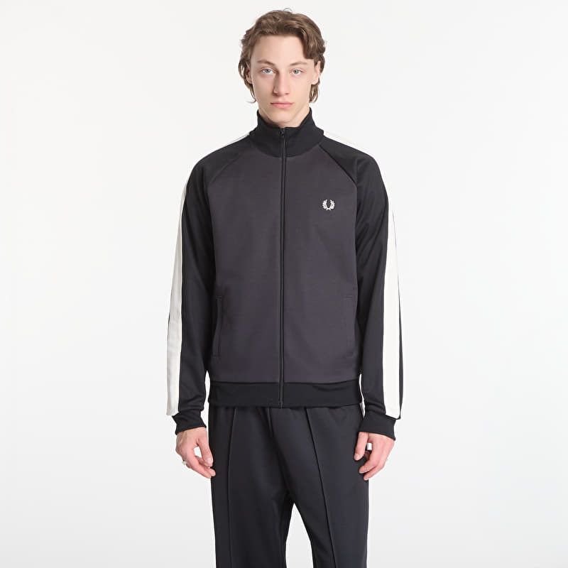 Mikina Fred Perry Contrast Sleeve Track Jacket Black