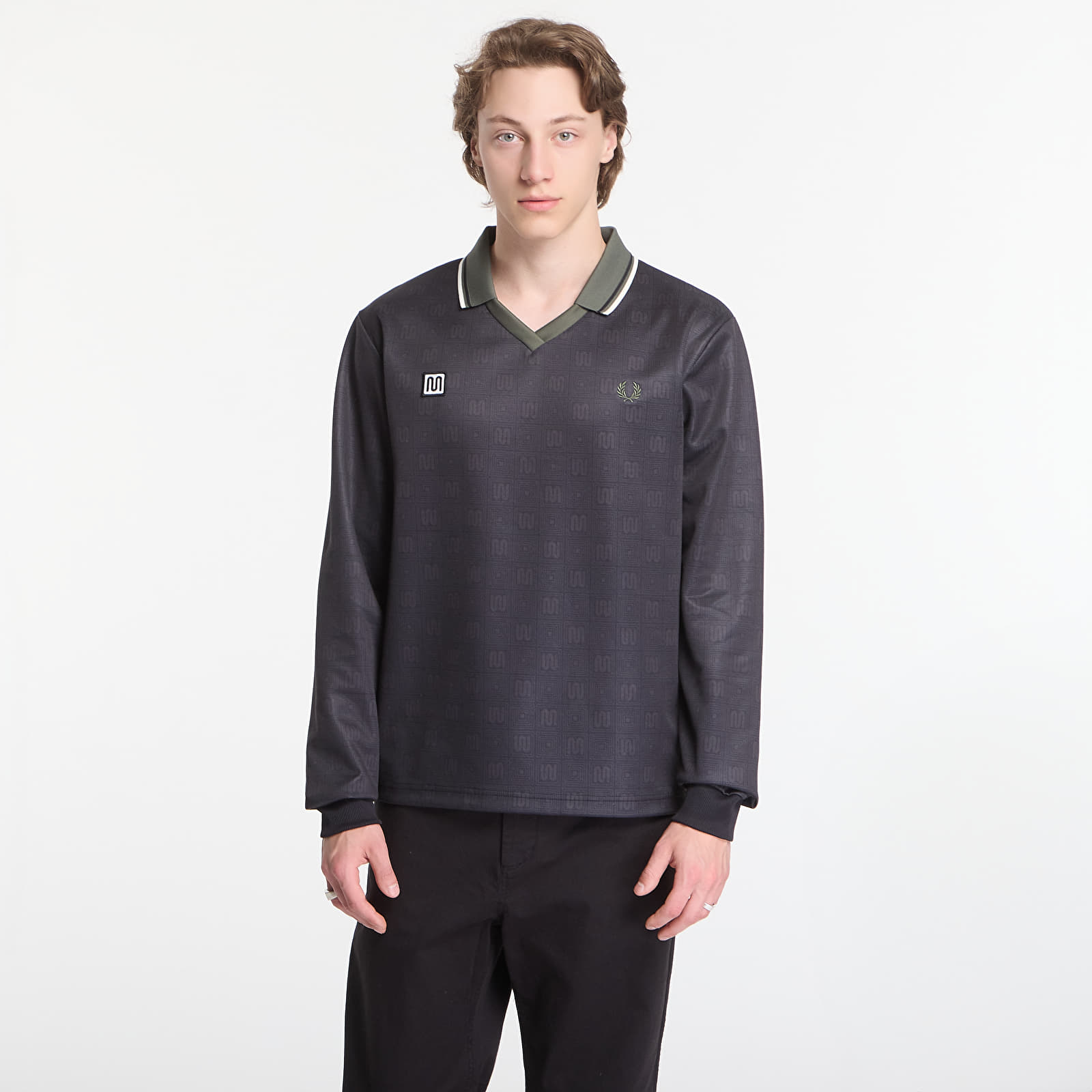 T-shirts homme Fred Perry Meyba Printed Ls Polo Shirt Black