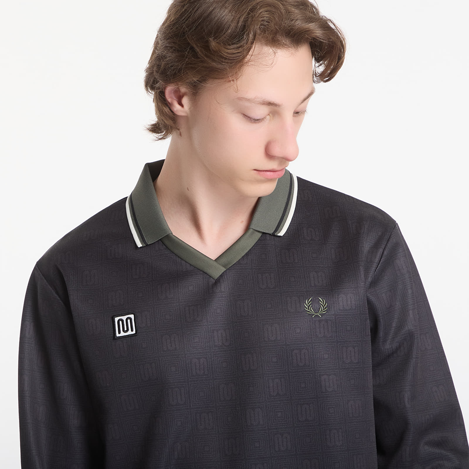 T-shirts homme Fred Perry Meyba Printed Ls Polo Shirt Black