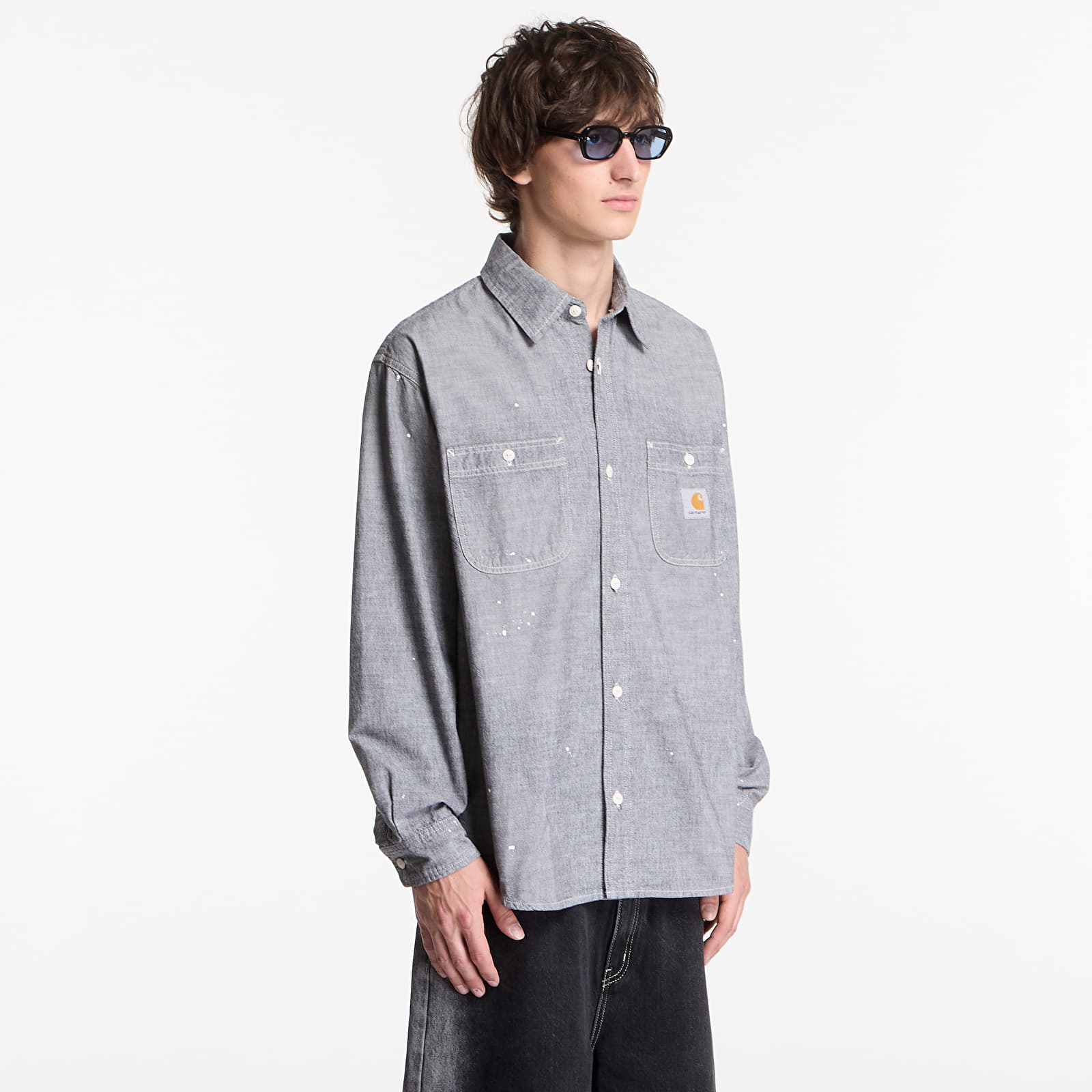 Moške majice  Carhartt WIP L/S Painter Shirt Black Worn Used, Splatter