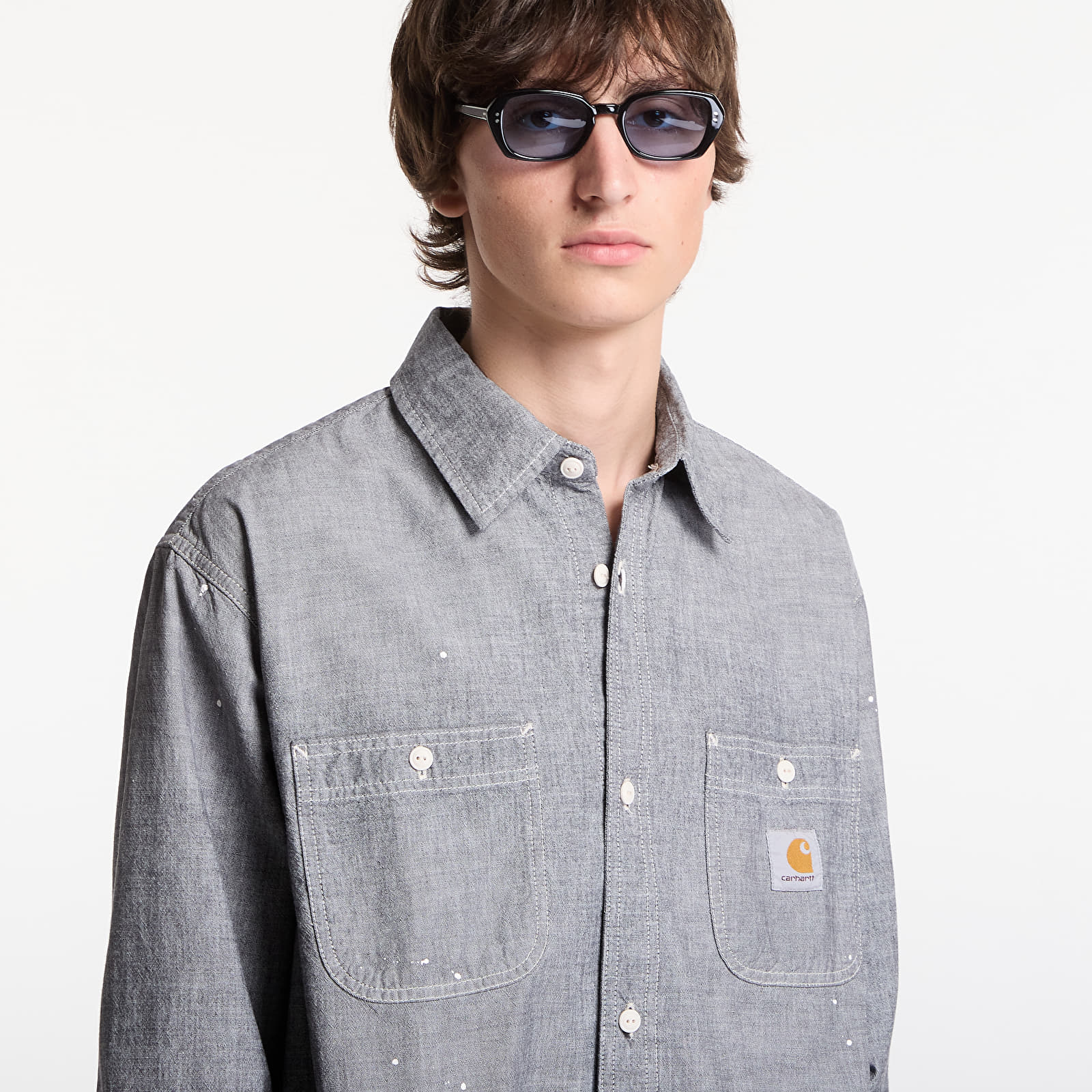 Moške majice  Carhartt WIP L/S Painter Shirt Black Worn Used, Splatter