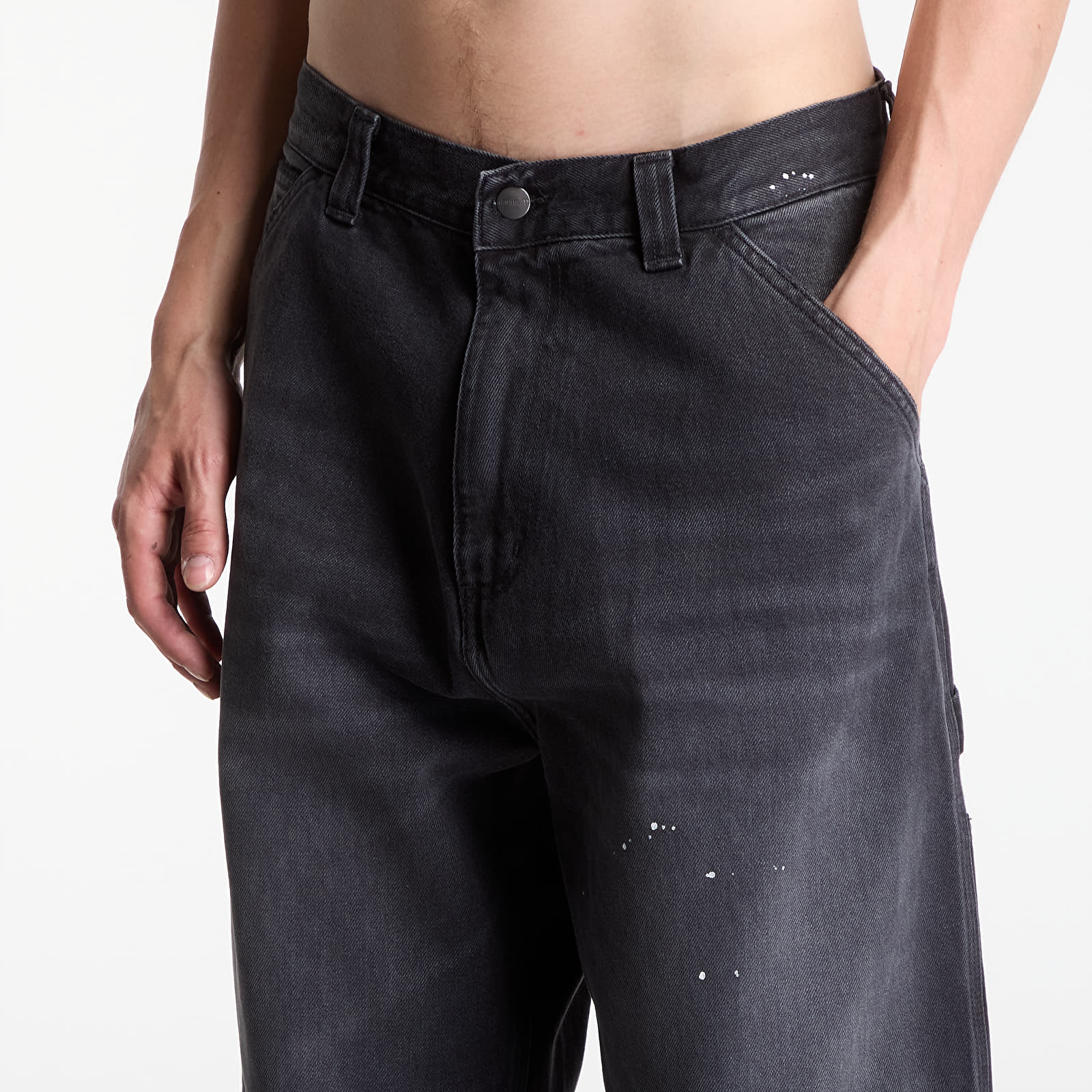 Jeansy Carhartt WIP OG Single Knee Pant UNISEX Black Destroy Wash, Splatter