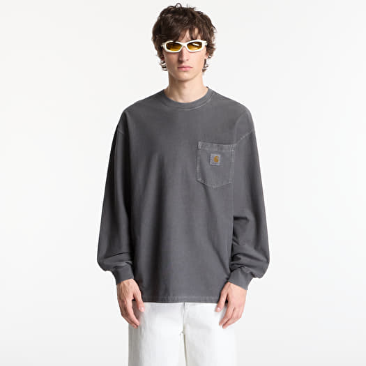 Majice Carhartt WIP L/S Loose Pocket T-Shirt Black Garment Dyed