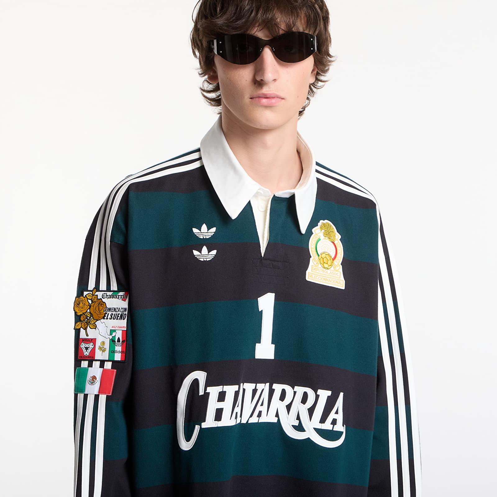 T-shirts adidas x Willy Chavarria Ls Rugby Shirt Black/ Aurora Ivy