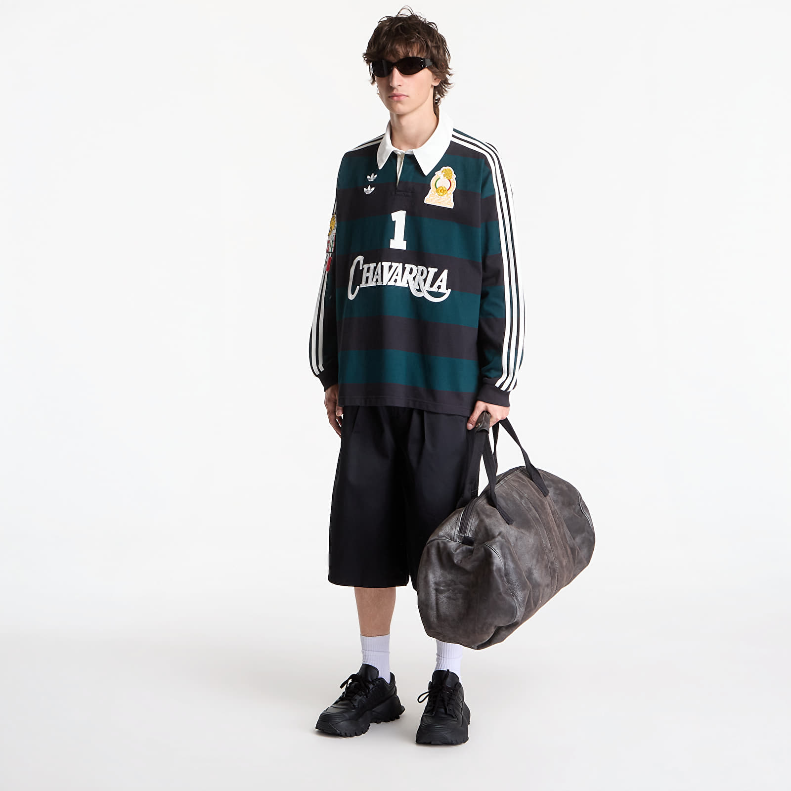 T-shirts adidas x Willy Chavarria Ls Rugby Shirt Black/ Aurora Ivy