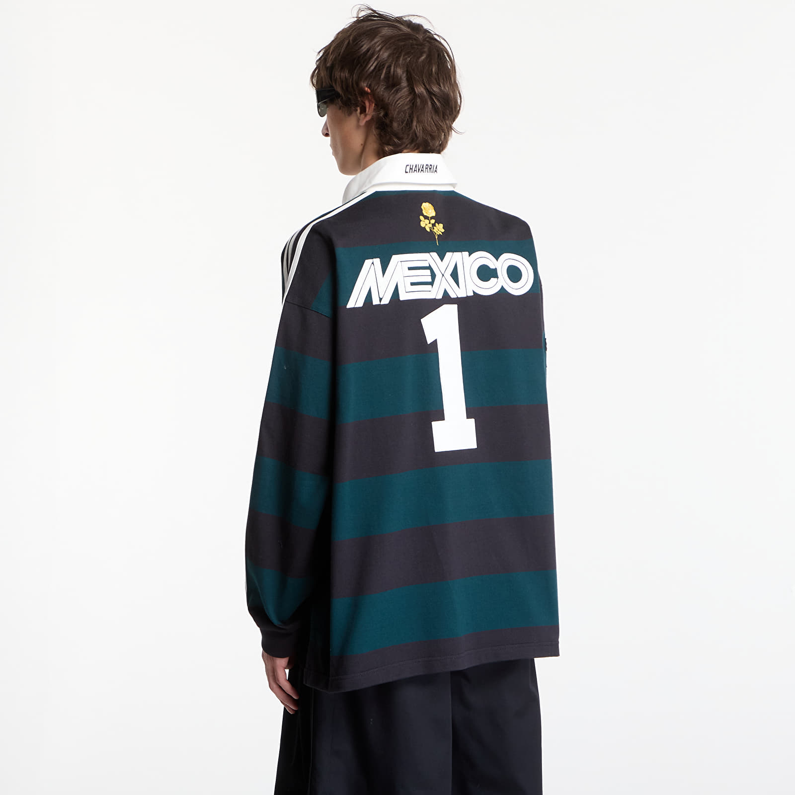 T-shirts adidas x Willy Chavarria Ls Rugby Shirt Black/ Aurora Ivy