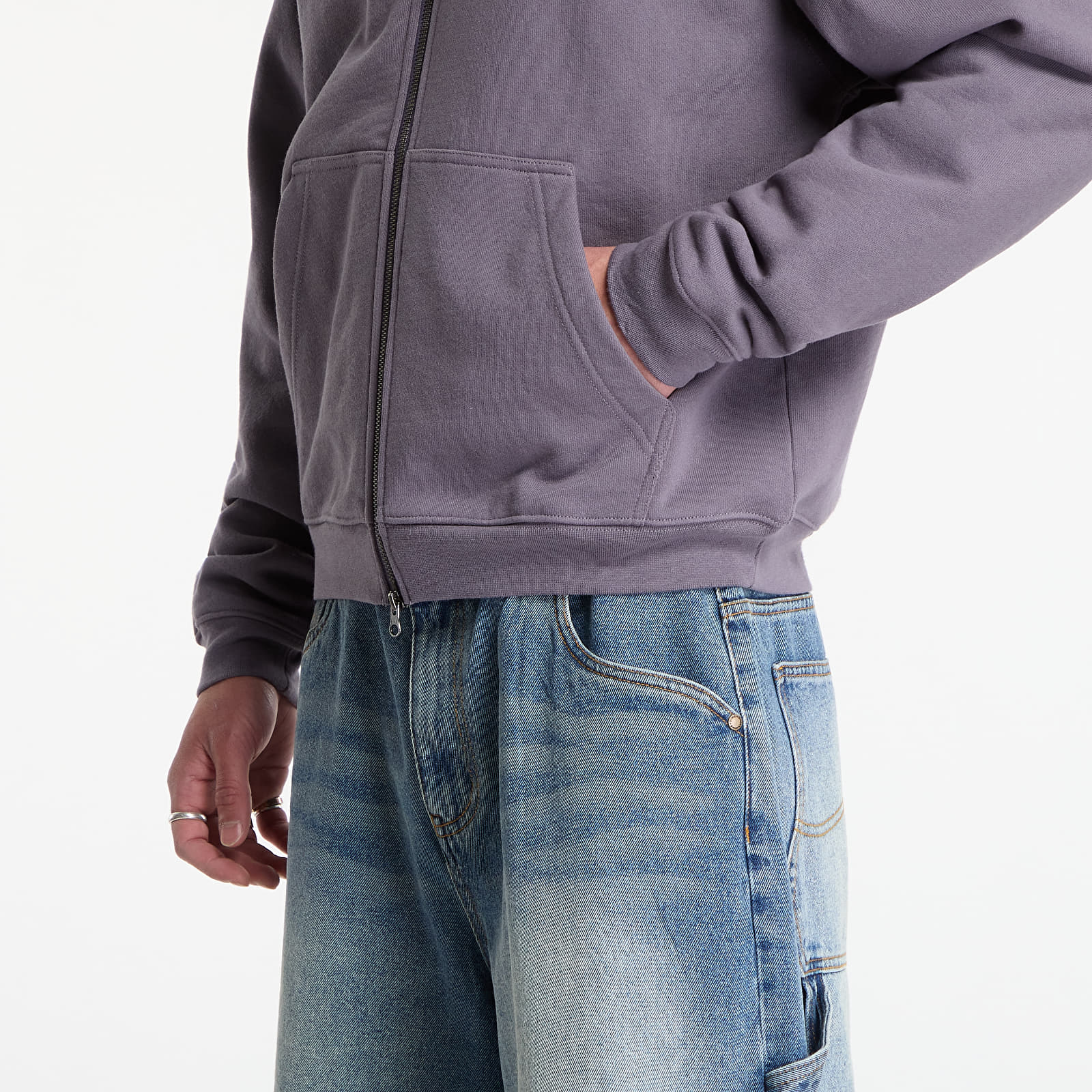 Bluzy Dime Classic Small Logo Zip Hoodie UNISEX Charcoal Grape