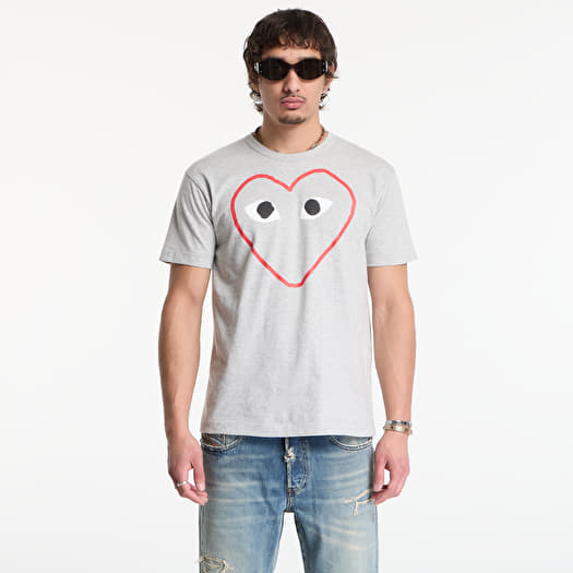 Tričko Comme des Garçons PLAY T-Shirt Logo Print Knit UNISEX Top Gray
