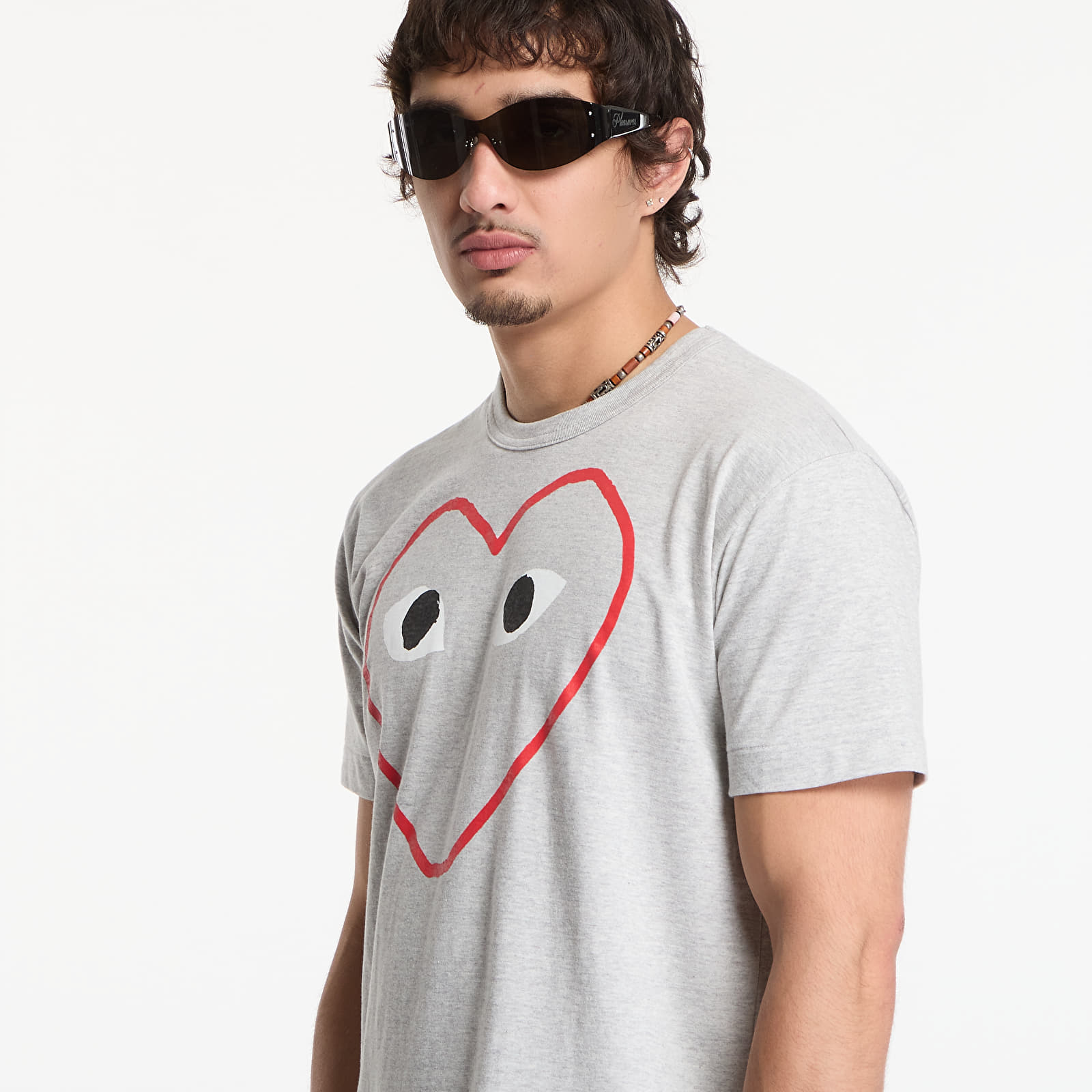 T-shirts Comme des Garçons PLAY T-Shirt Logo Print Knit UNISEX Top Gray