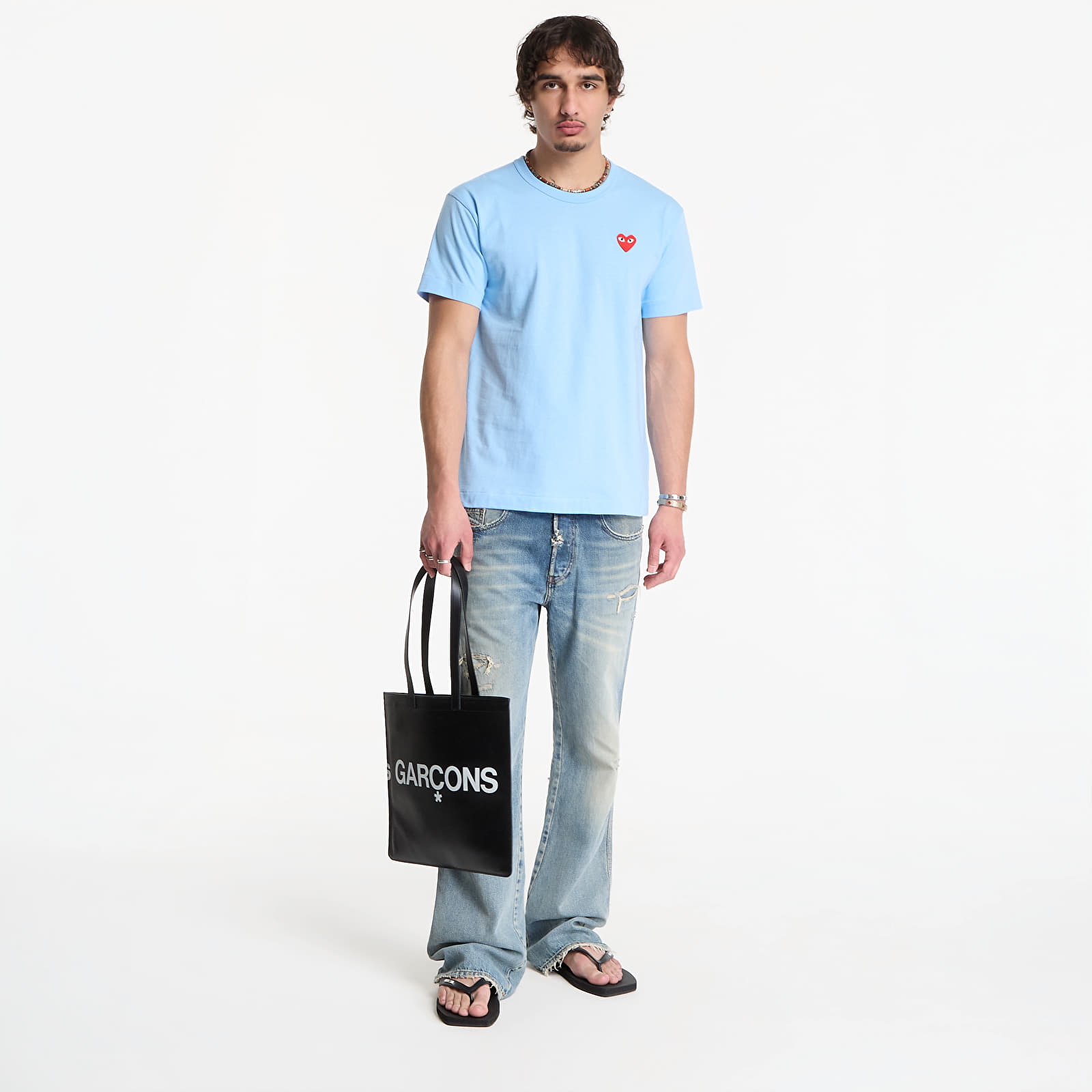 T-shirts Comme des Garçons PLAY T-Shirt Red Emblem Knit UNISEX Blue