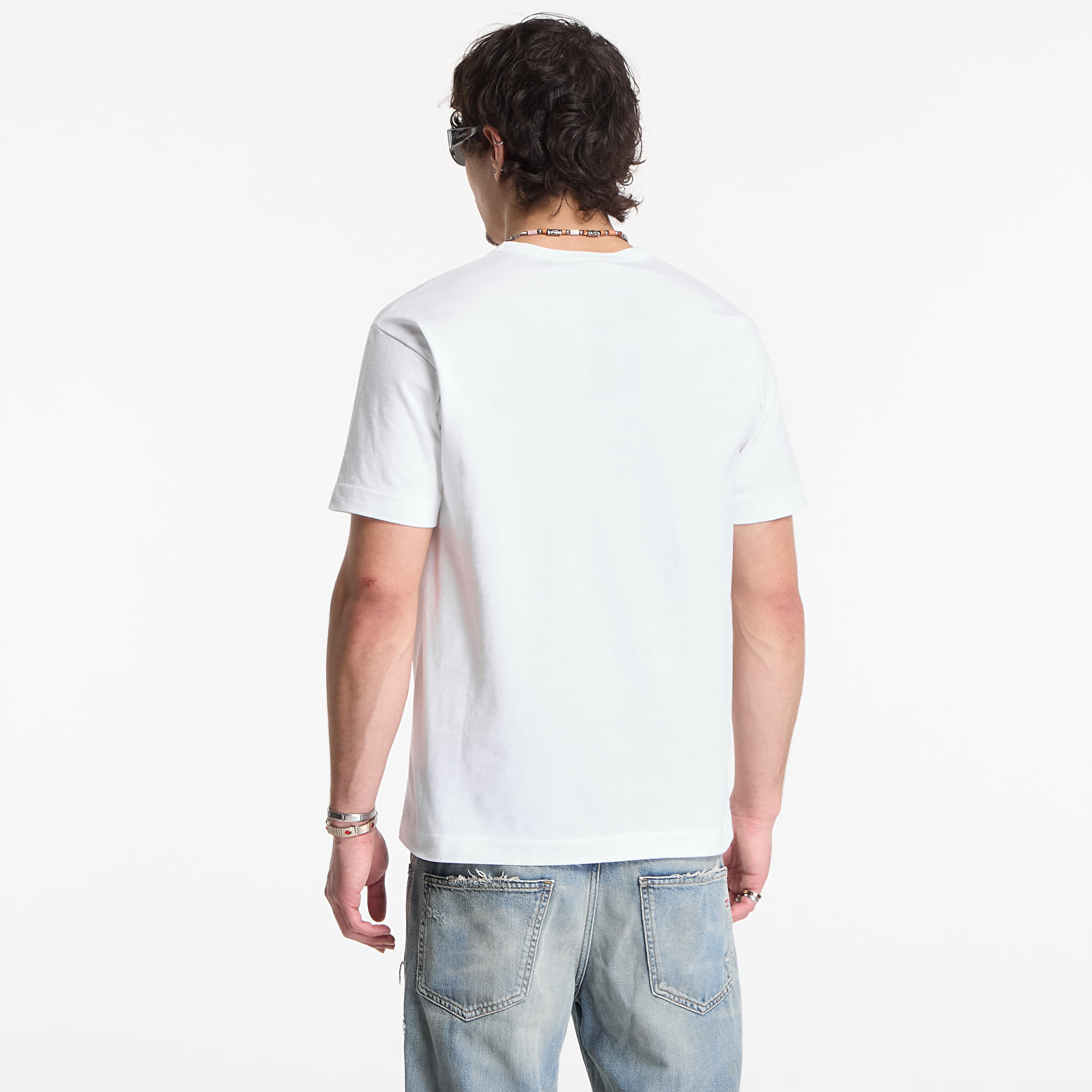 T-Shirts Comme des Garçons PLAY T-Shirt Red Black Green Emblem Knit UNISEX White