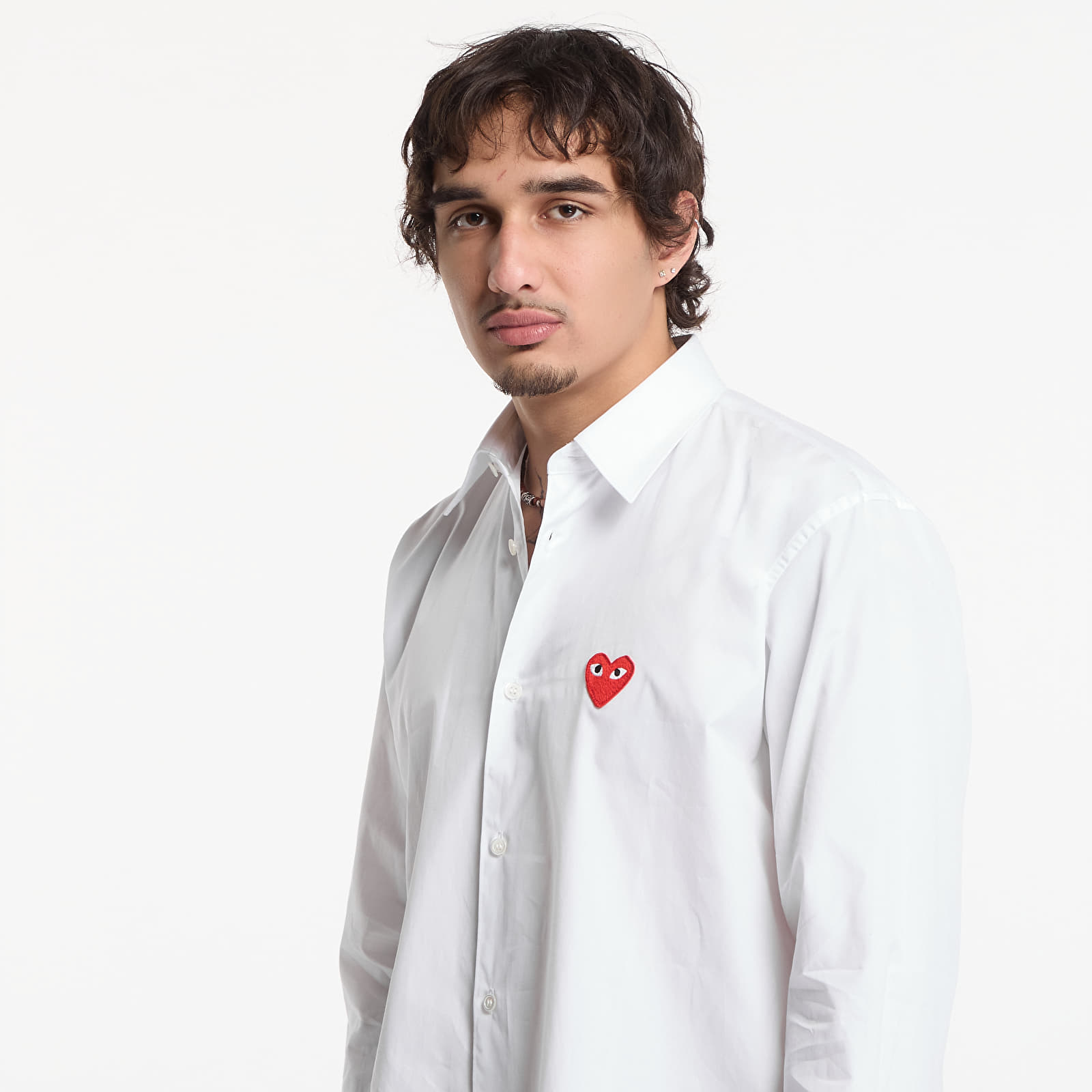 Shirts Comme des Garçons PLAY Shirt Red Emblem Woven UNISEX White