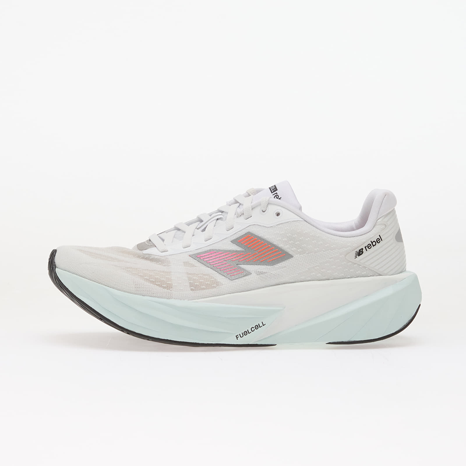Herren Sneaker und Schuhe New Balance FuelCell Rebel v5 White/ Pink Heat/ Glint Blue