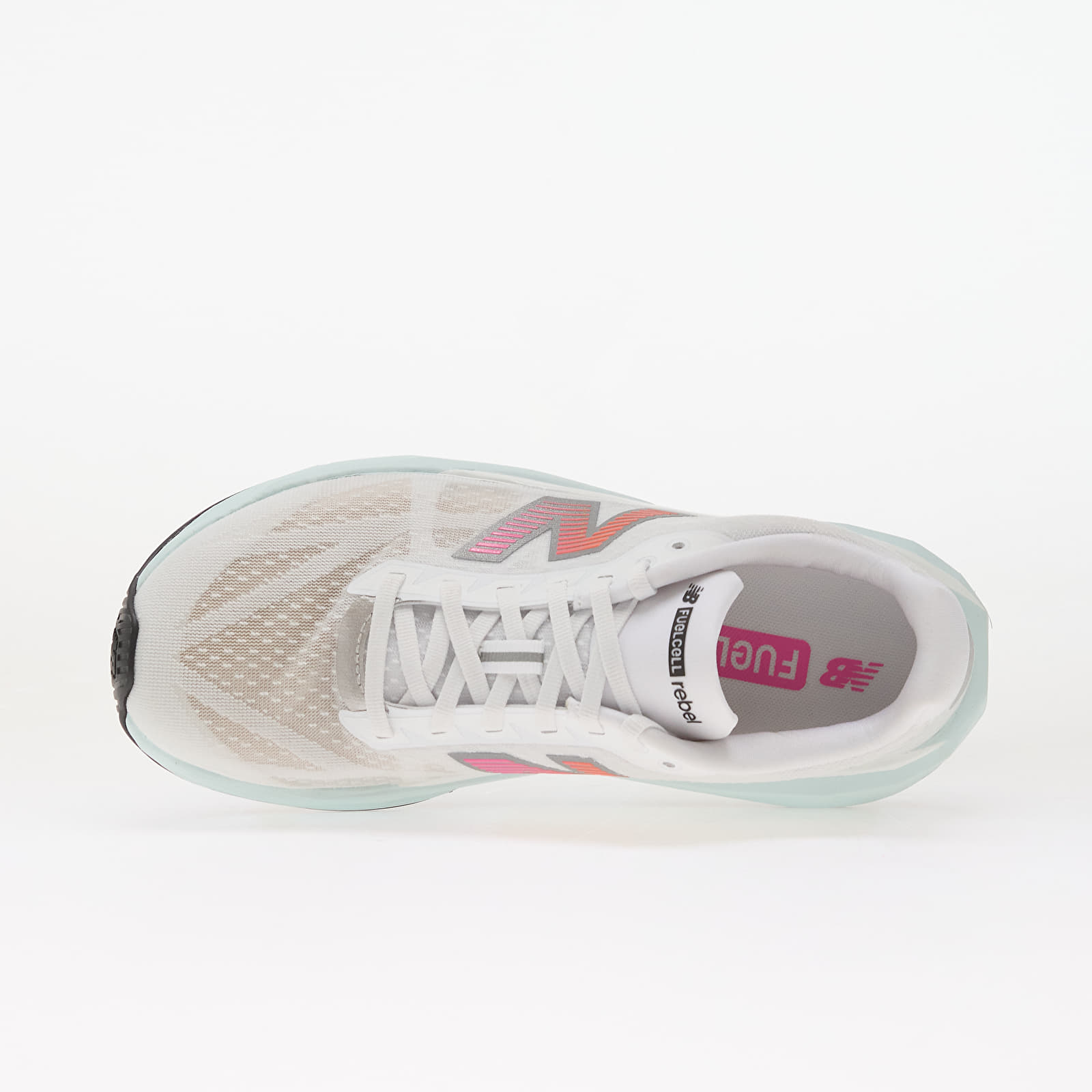 Herren Sneaker und Schuhe New Balance FuelCell Rebel v5 White/ Pink Heat/ Glint Blue