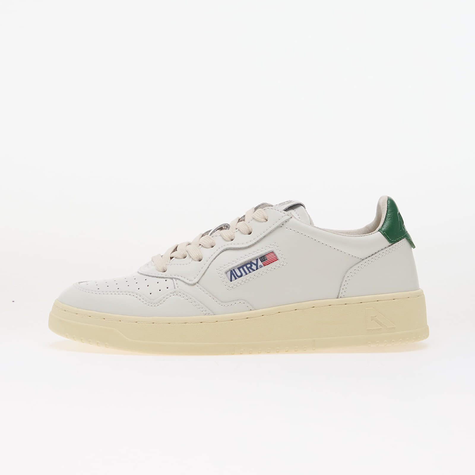 Încălțăminte și sneakerși pentru bărbați Autry Medalist Low Man White/ Green Leather