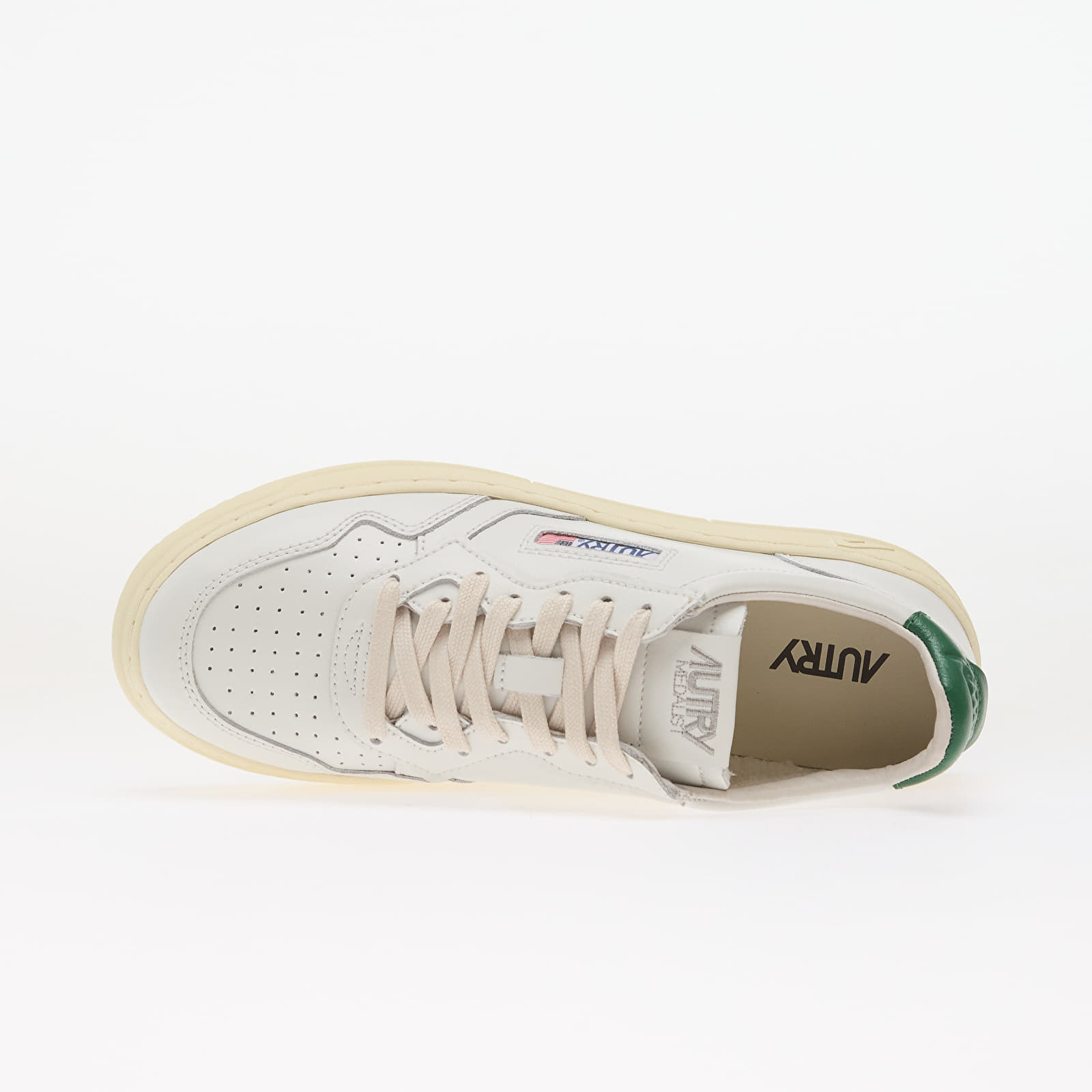 Încălțăminte și sneakerși pentru bărbați Autry Medalist Low Man White/ Green Leather