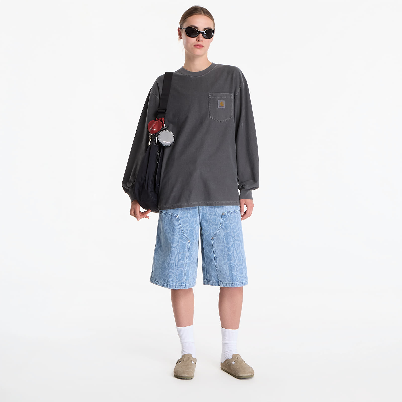 Kurzhosen Carhartt WIP W' Snake Nixon Double Knee Short Snake Camo, Blue Bleached