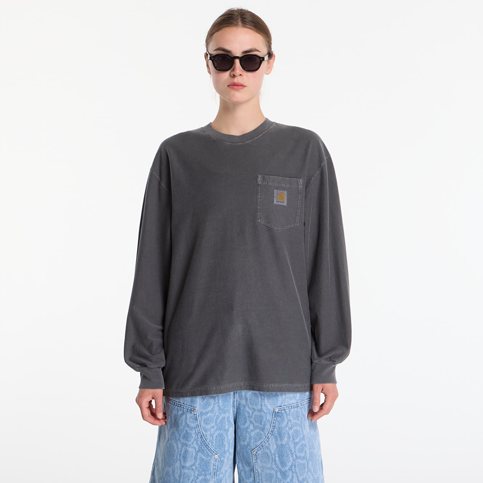 T-shirts  Carhartt WIP L/S Loose Pocket T-Shirt Black Garment Dyed