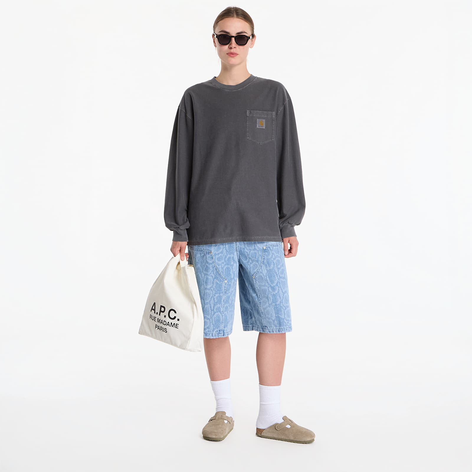 T-shirts  Carhartt WIP L/S Loose Pocket T-Shirt Black Garment Dyed