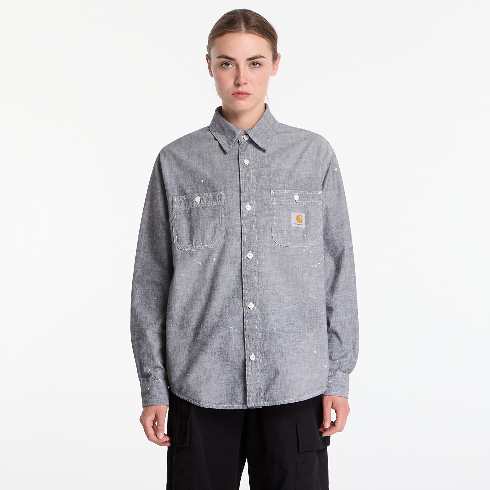 Men's shirts Carhartt WIP L/S Painter Shirt Black Worn Used, Splatter