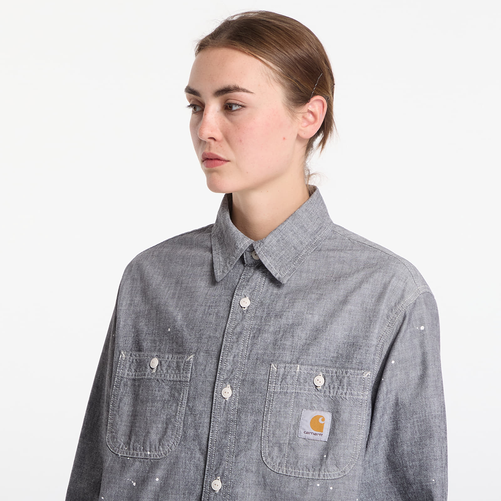 Men's shirts Carhartt WIP L/S Painter Shirt Black Worn Used, Splatter