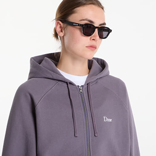 Dime Classic Small Logo Zip Hoodie UNISEX Charcoal Grape | Footshop