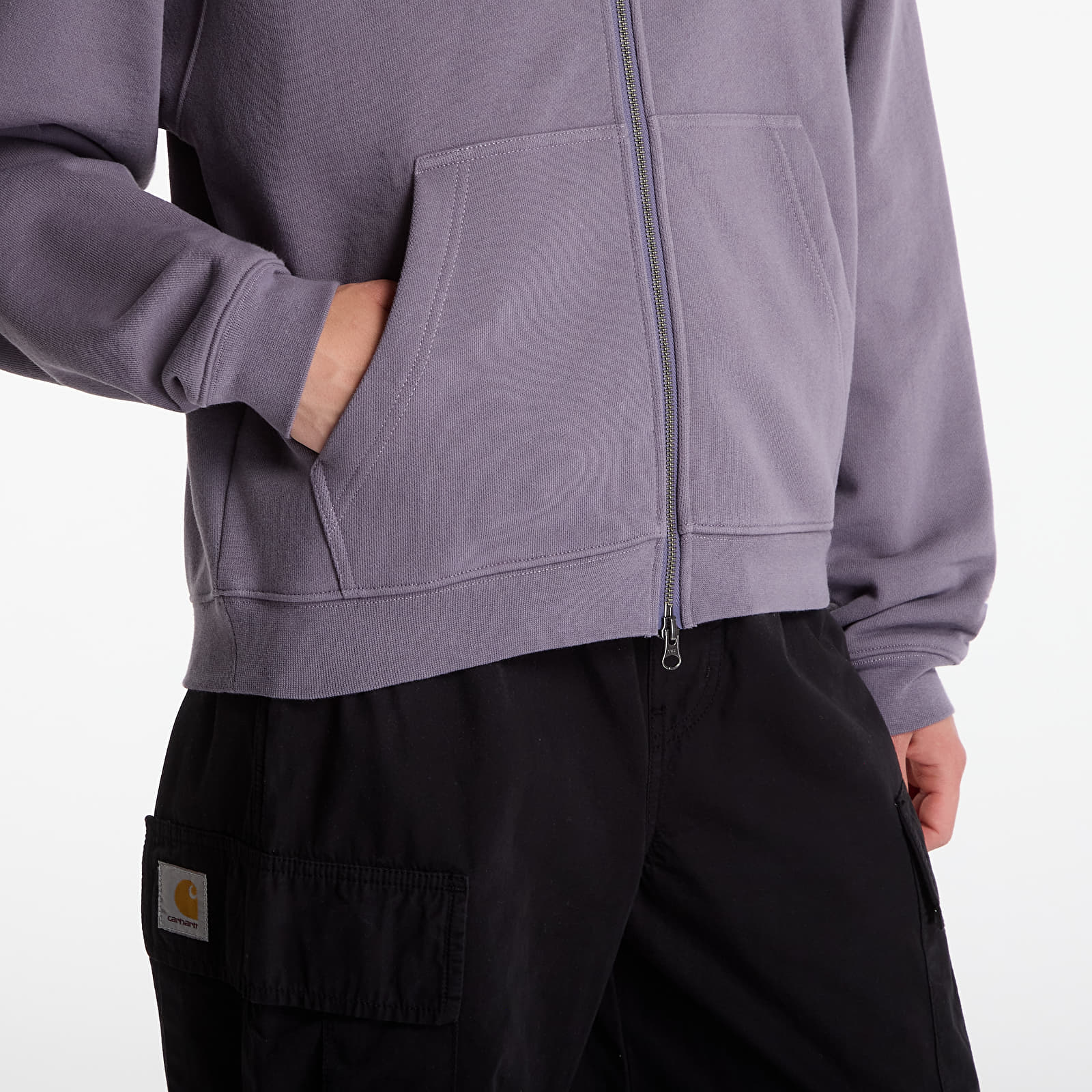 Bluzy Dime Classic Small Logo Zip Hoodie UNISEX Charcoal Grape