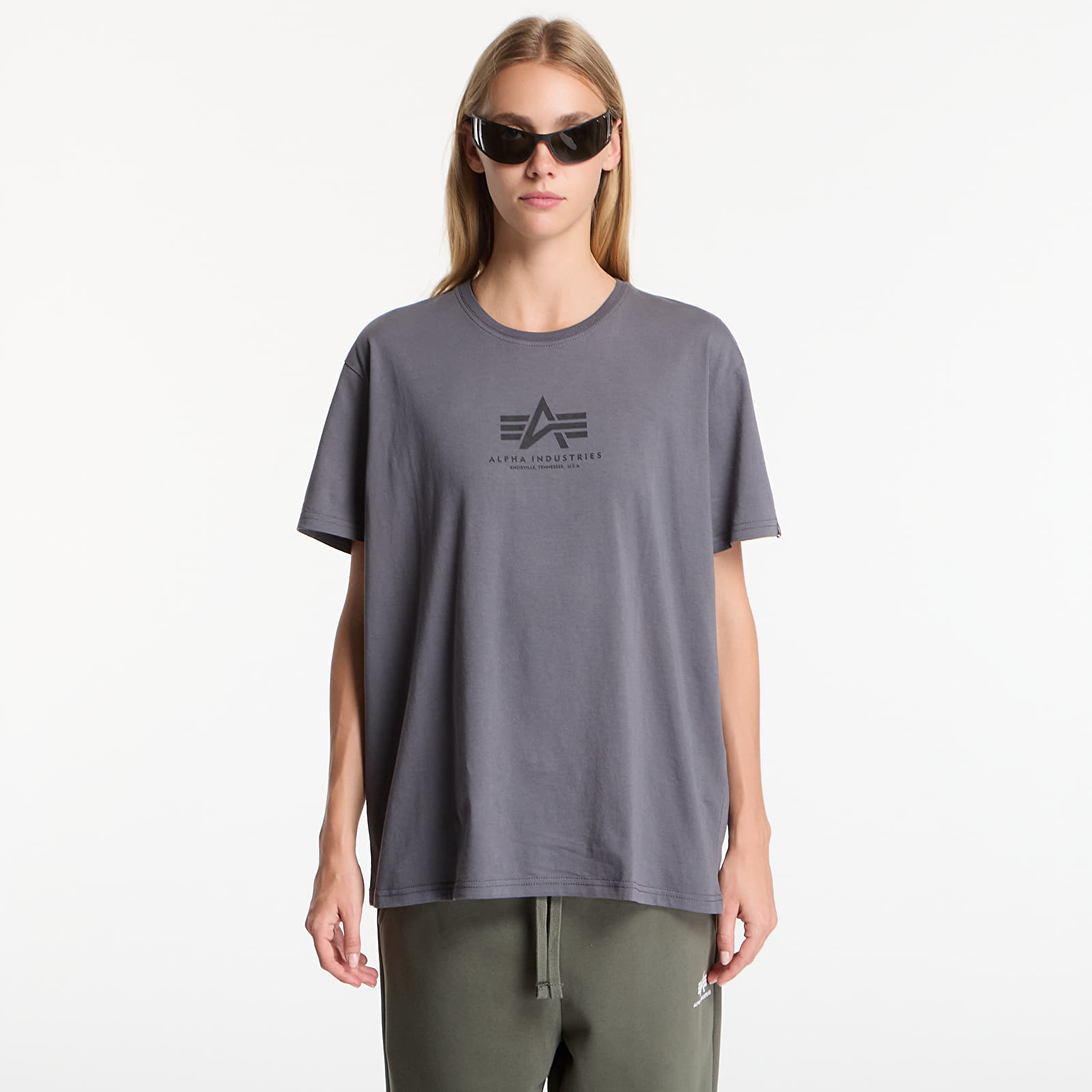 Футболки Alpha Industries Basic T-Shirt Contrast Stitch Grey Black/ Black