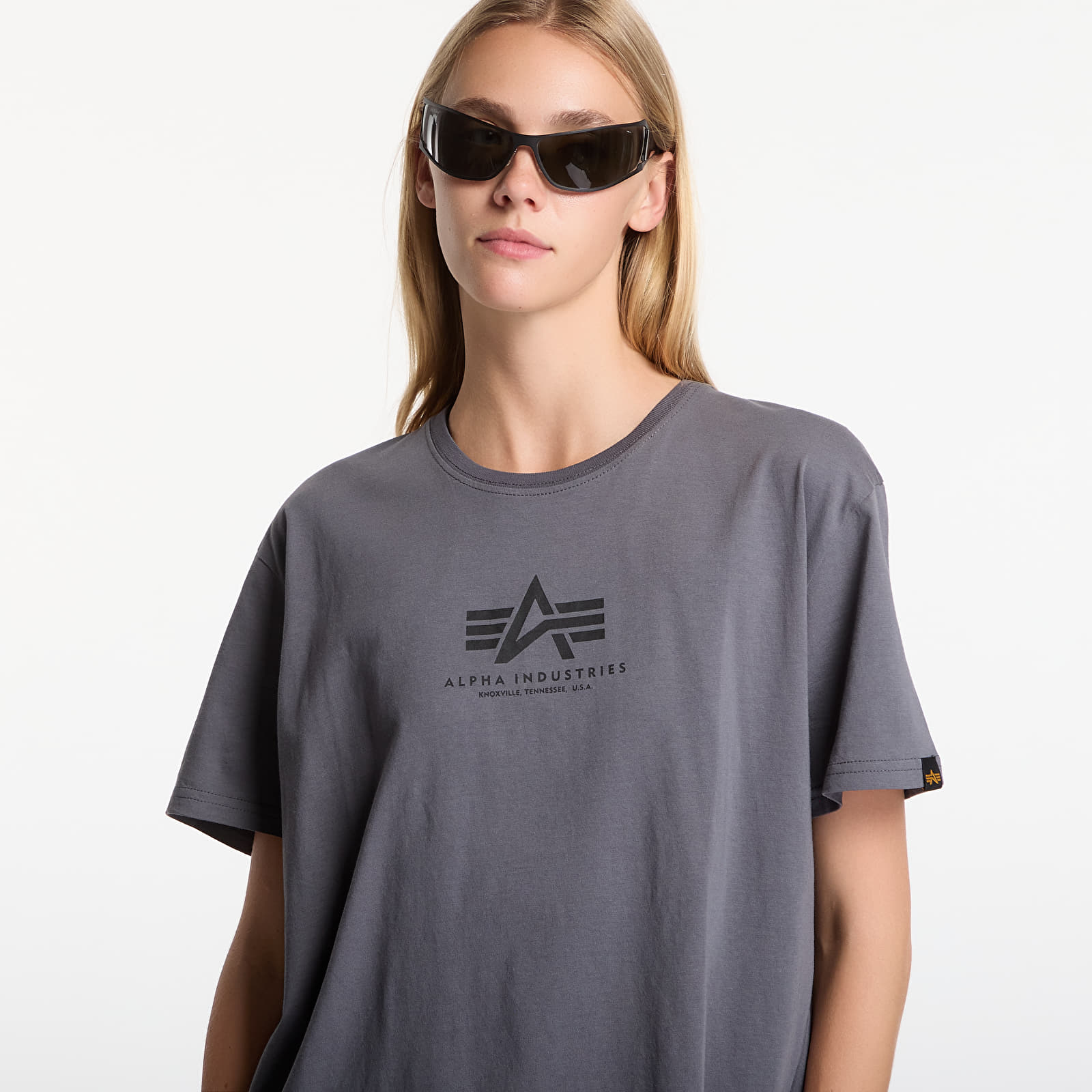 Футболки Alpha Industries Basic T-Shirt Contrast Stitch Grey Black/ Black