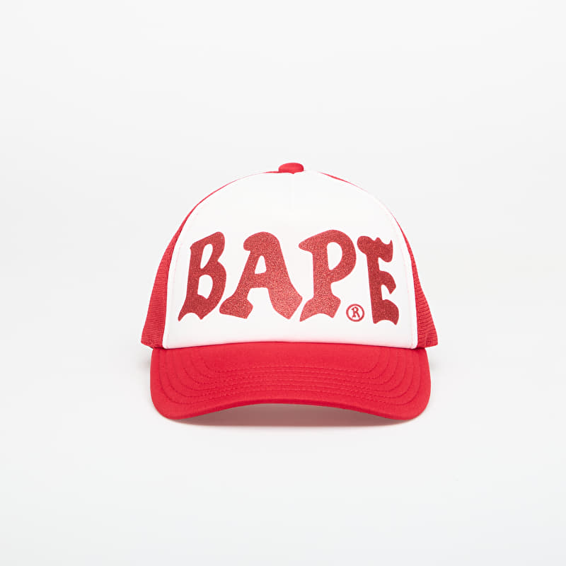 か*ば様 A BATHING APE Bape メッシュキャップ レッド A BATHING APE Bape Glitter Print Mesh Cap Red | Footshop