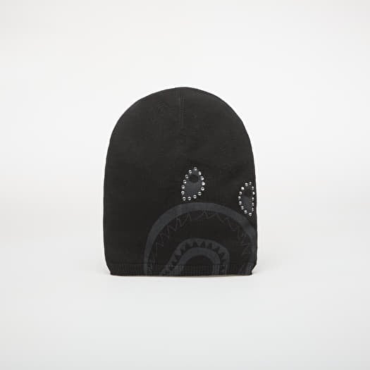 A BATHING APE Crystal Shark Knit Cap Black