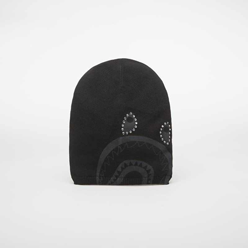 A BATHING APE Crystal Shark Knit Cap Black